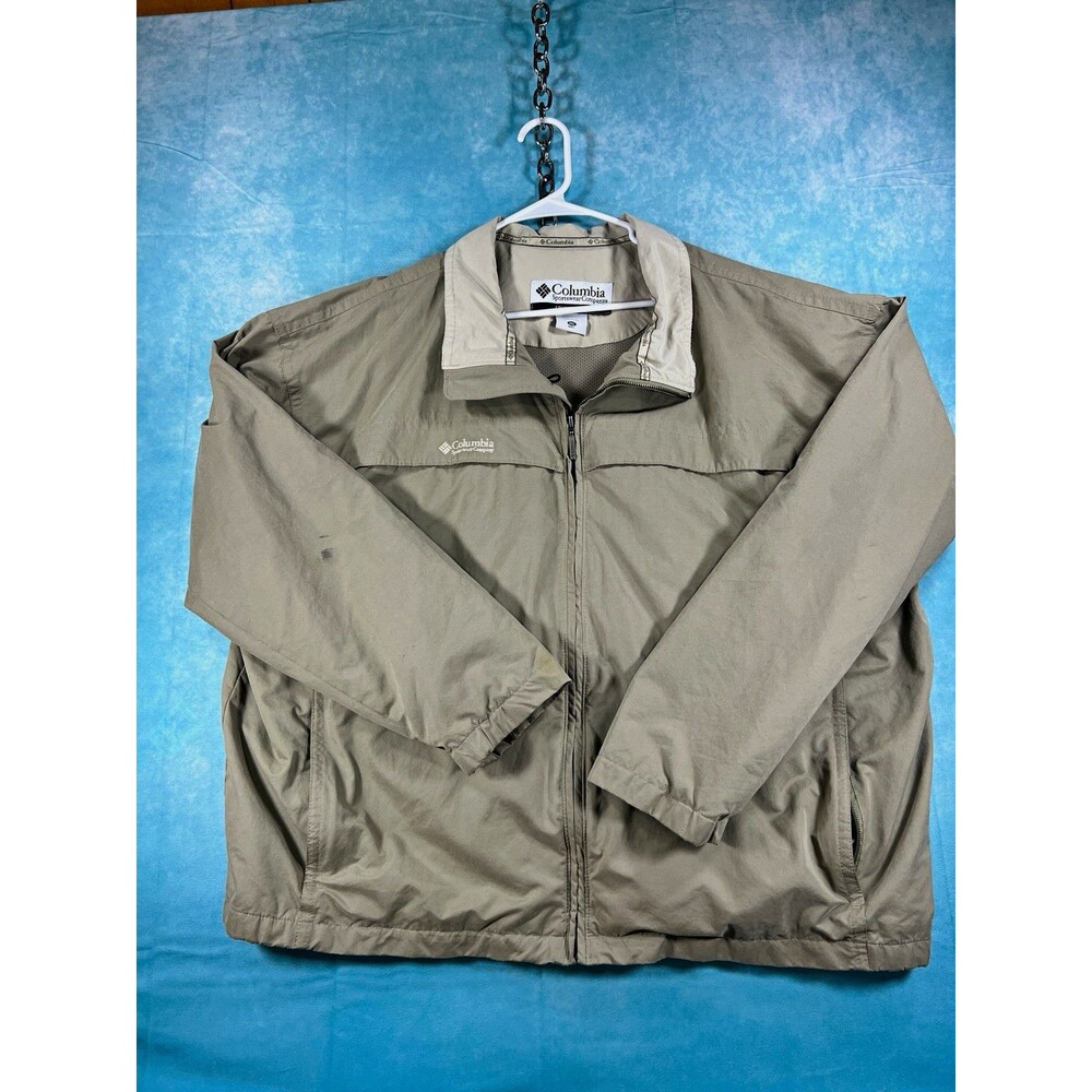 Columbia Men's Beige Windbreaker Jacket Full-Zip Lined Pockets Big & Tall 3XL